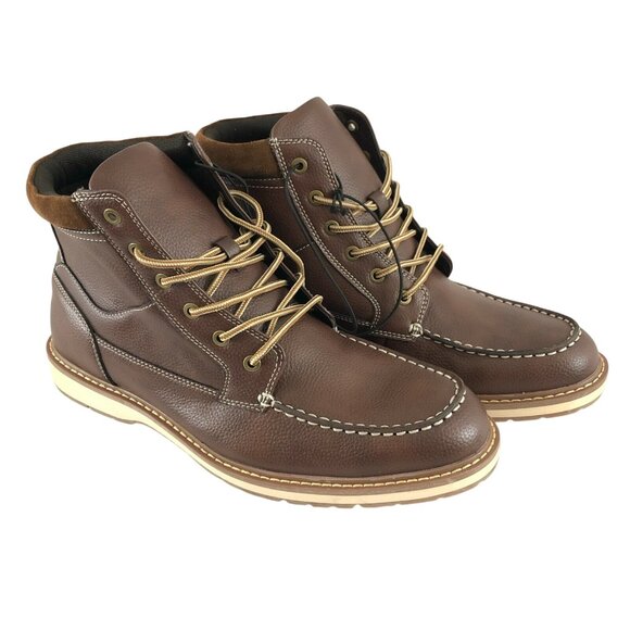 Goodfellow & Co Mens Jarret Boots Lace Up Faux Pebbled Leather Brown Size 11.5 - Picture 1 of 4